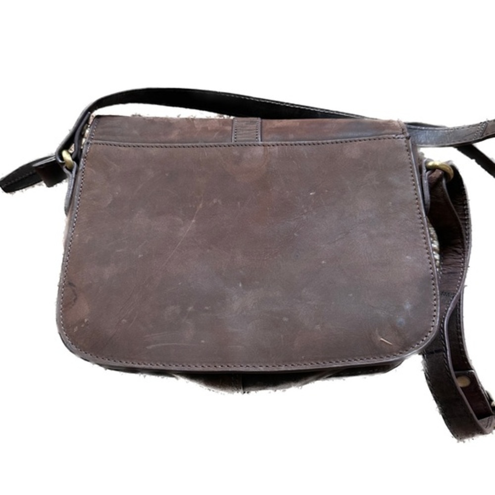 Leather Crossbody Bag Purse 100% Leather Brown - Picture 2 of 6